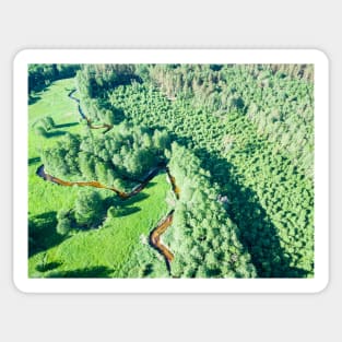 Aerial view of canoes on Marycha river on a sunny day Sticker